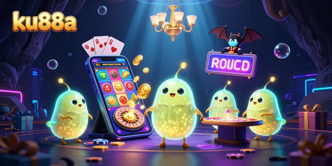 Experience thrilling gameplay with ku88a as vibrant glowworms illuminate a virtual casino setting.