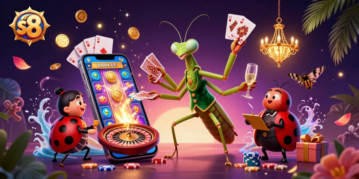 S8 delivers dynamic gaming with a 3D mantis card sharp and ladybug pit boss engaging players in exciting casino action.