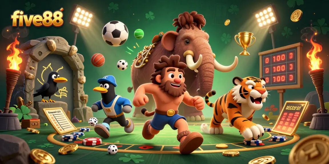 Experience thrilling gameplay with five88 at a dynamic prehistoric casino featuring unique characters and elements.