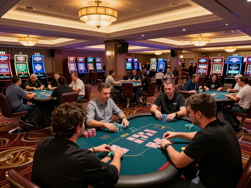 Engaging players enjoying poker games at tylekeonhacai88 casino with vibrant atmosphere and strategic gameplay.