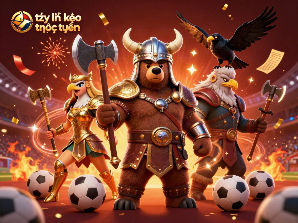 Engage with tỷ lệ kèo trực tuyến in this vibrant 3D illustration showcasing a sports betting scene.