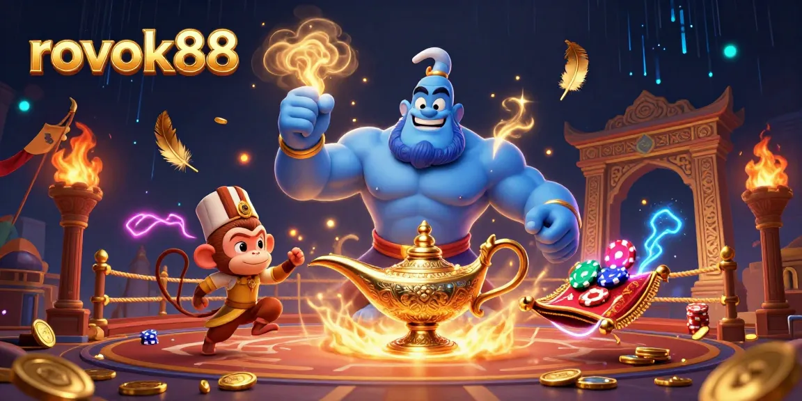 Experience the thrill of rokok88 with a magical genie and poker-themed adventure.