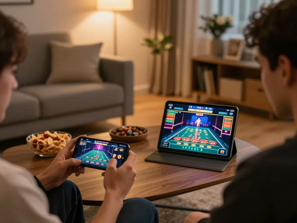 Player enjoying spacucina on a smartphone while relaxing at home during an engaging casino session