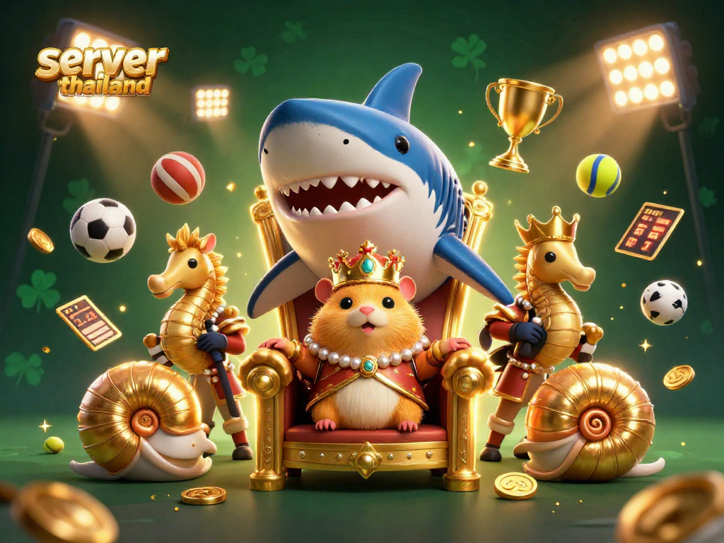 Betting excitement with server thailand themed illustration showcasing a hamster king and dynamic sports elements.