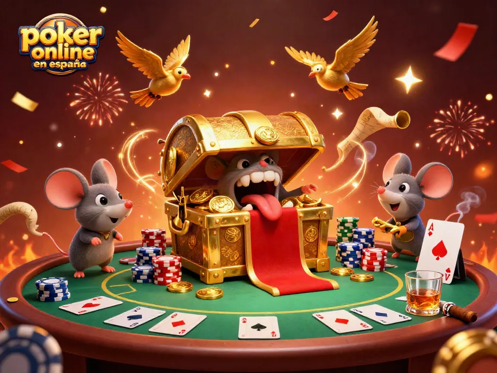 Juegan al póker en línea en España en una sala llena de acción, emoción y apuestas.