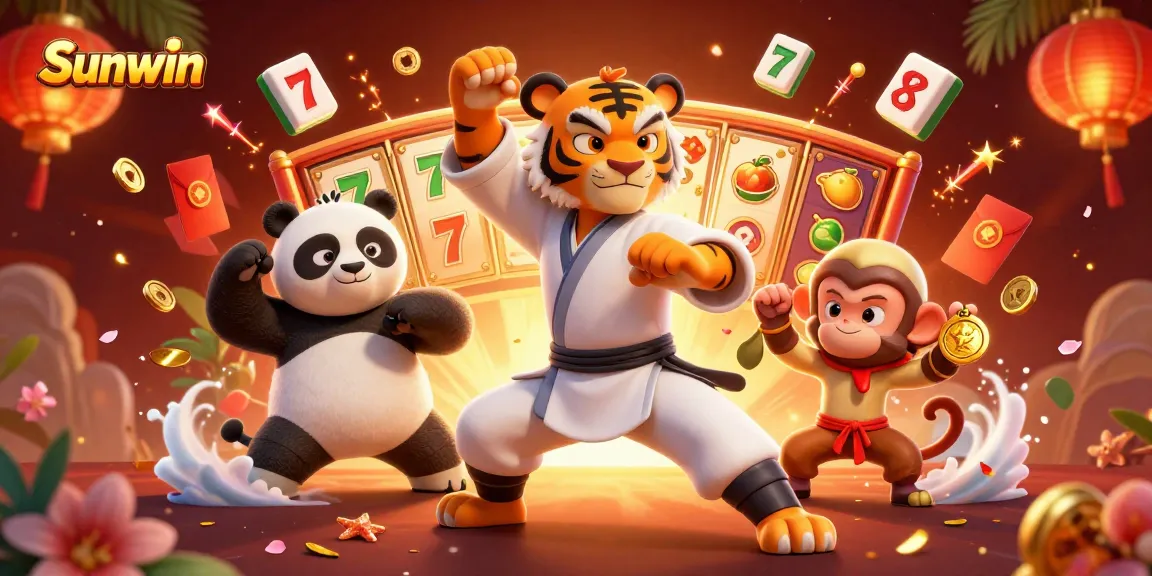 Experience thrilling action with Sunwin in a vibrant 3D casino scene featuring a kung fu tiger.