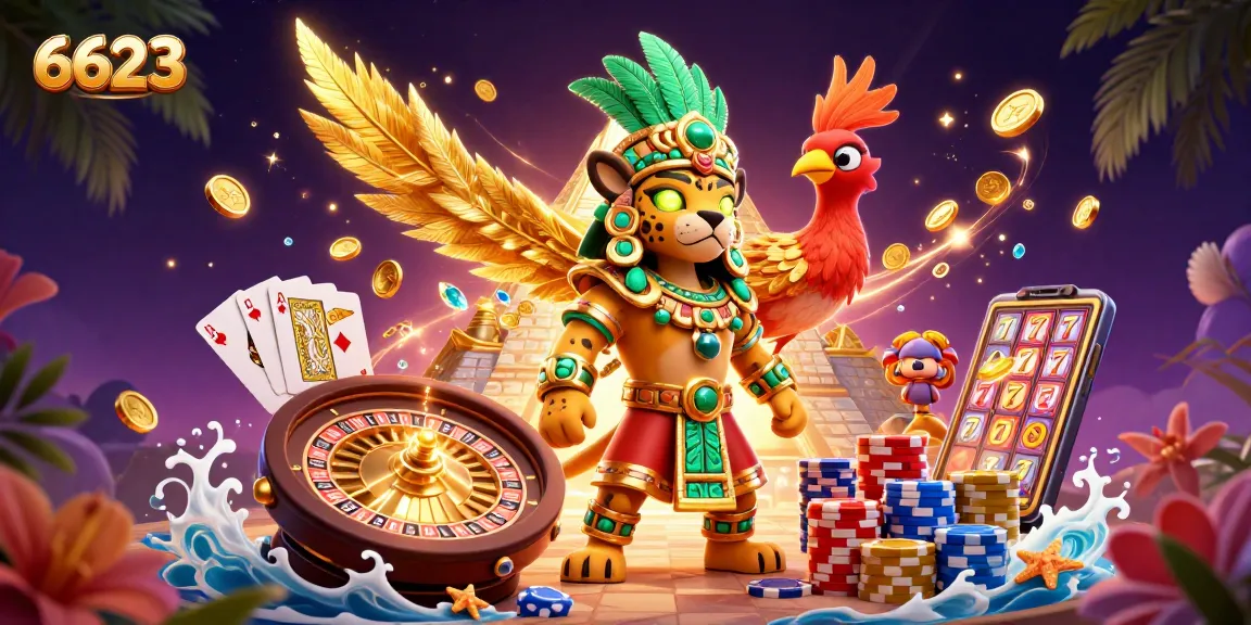 Win big with 6623 in this vibrant casino scene featuring rich game elements and dazzling effects.