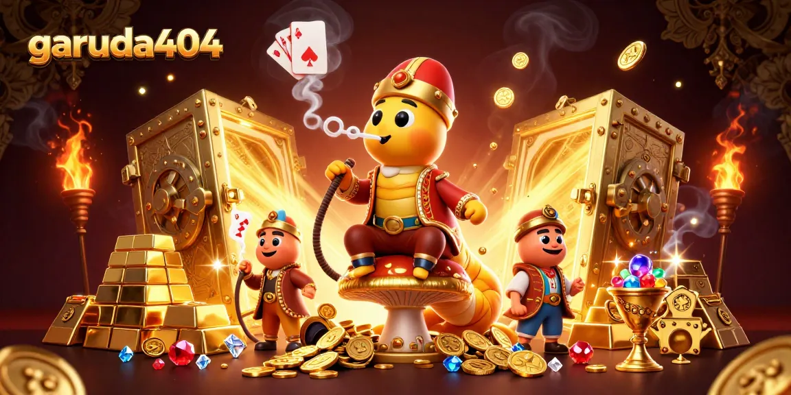 Experience garuda404 casino thrills with a vibrant, detailed illustration of a golden treasure scene.