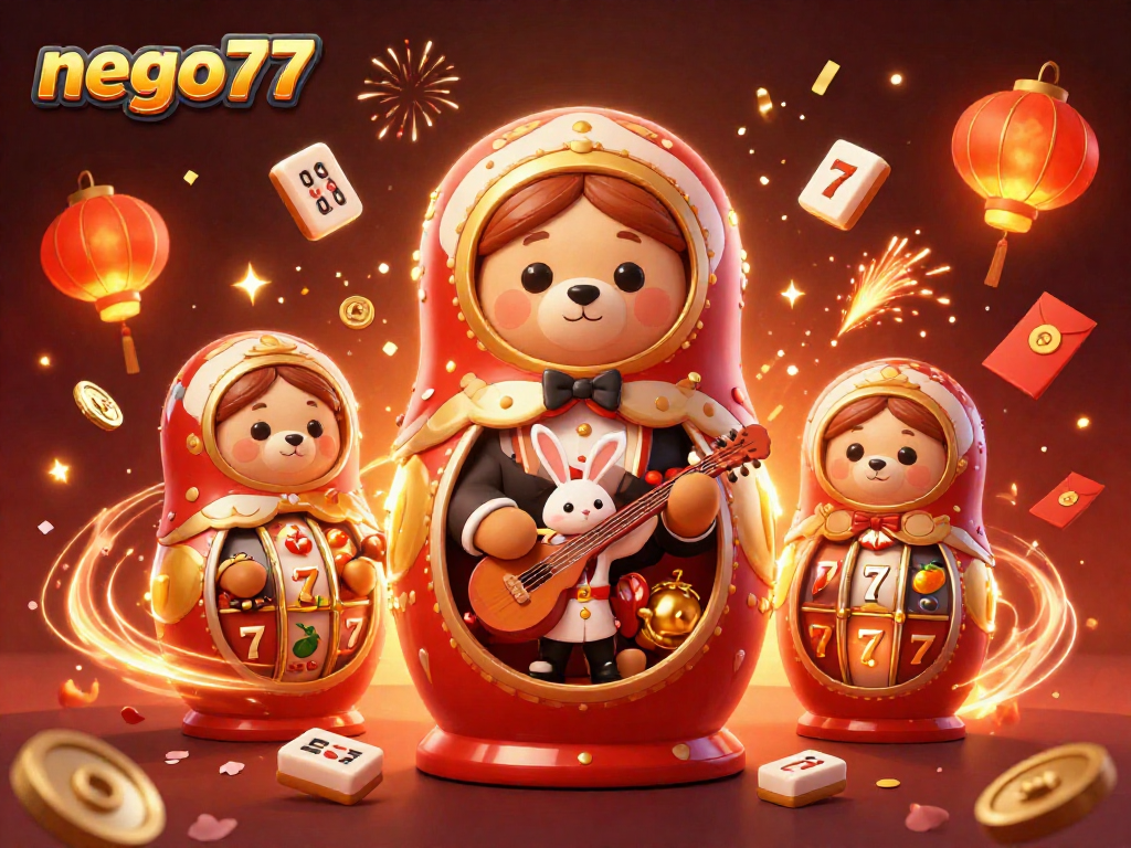 Experience the excitement of nego77 with a vibrant 3D illustration featuring bears as casino dealers.