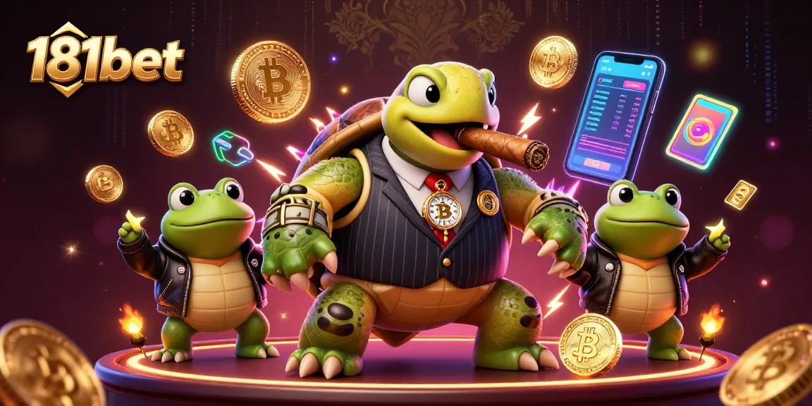 Experience thrilling casino action with 181bet featuring a massive snapping turtle and bullfrog enforcers.