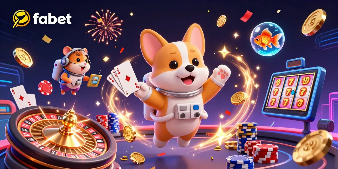 Experience fabet's thrilling casino adventure with a corgi and friends in outer space.