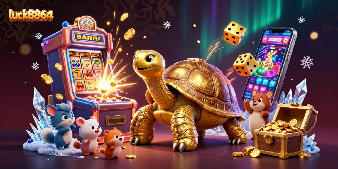 Play thrilling games at luck8864 with a jackpot-filled 3D casino scene and vibrant colorful elements.