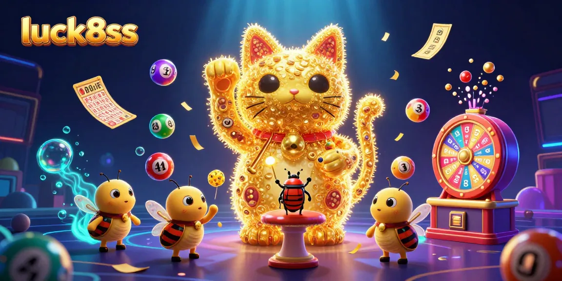 Engage with luck8ss using exciting lottery themes and vibrant casino elements in a stunning illustration.